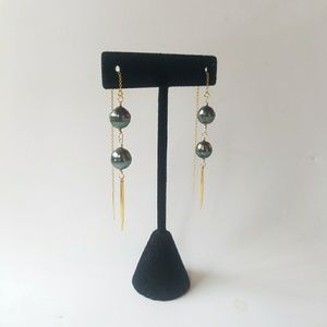 Tahitian pearl earrings gold filled sterling silve